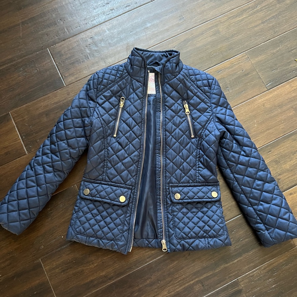 Girls Quilted Jacket - Navy